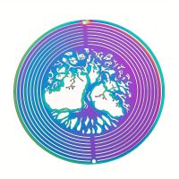 1pc Colorful Tree Of Life Wind Chime Spinner Laser (Model: Round, size: 10cm/3.94inch)